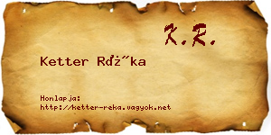 Ketter Réka névjegykártya